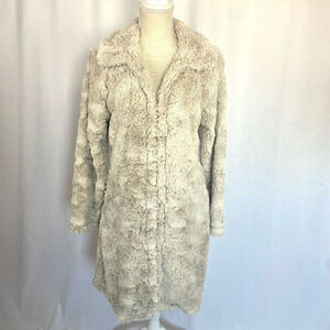 Dylan Tan Faux Fur Beige Soft Plush Hook Closure Jacket Coat Womens S Fluffy Ted